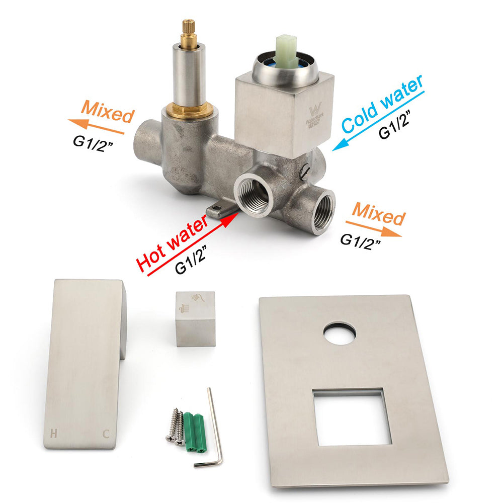 AU Standard 1/2 Inch Shower Mixer Diverter Brushed Nickel Square 2 Way Switch V1233-KSQ202N