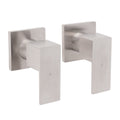 Brushed Nickel Square 1/4 Turn Wall Mounted Twin Taps For Shower Bath Spout Set V1233-KSQ203BS