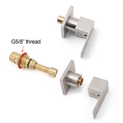 Brushed Nickel Square 1/4 Turn Wall Mounted Twin Taps For Shower Bath Spout Set V1233-KSQ203BS