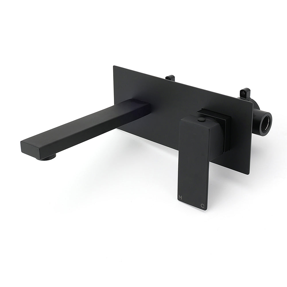 Matt Black Basin Mixer Bathroom Tub Faucet Wall Mount Tap Hot Cold Water Spout V1233-KSQ301B