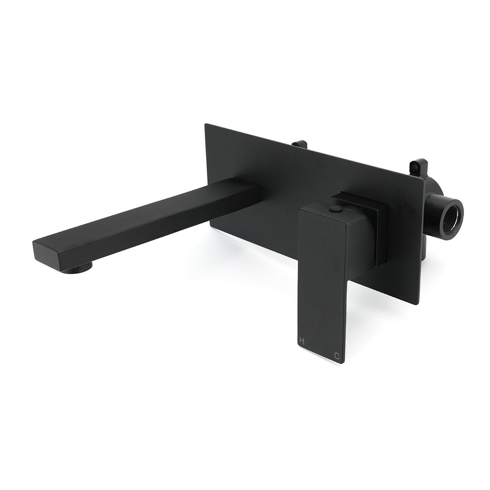 Matt Black Basin Mixer Bathroom Tub Faucet Wall Mount Tap Hot Cold Water Spout V1233-KSQ301B