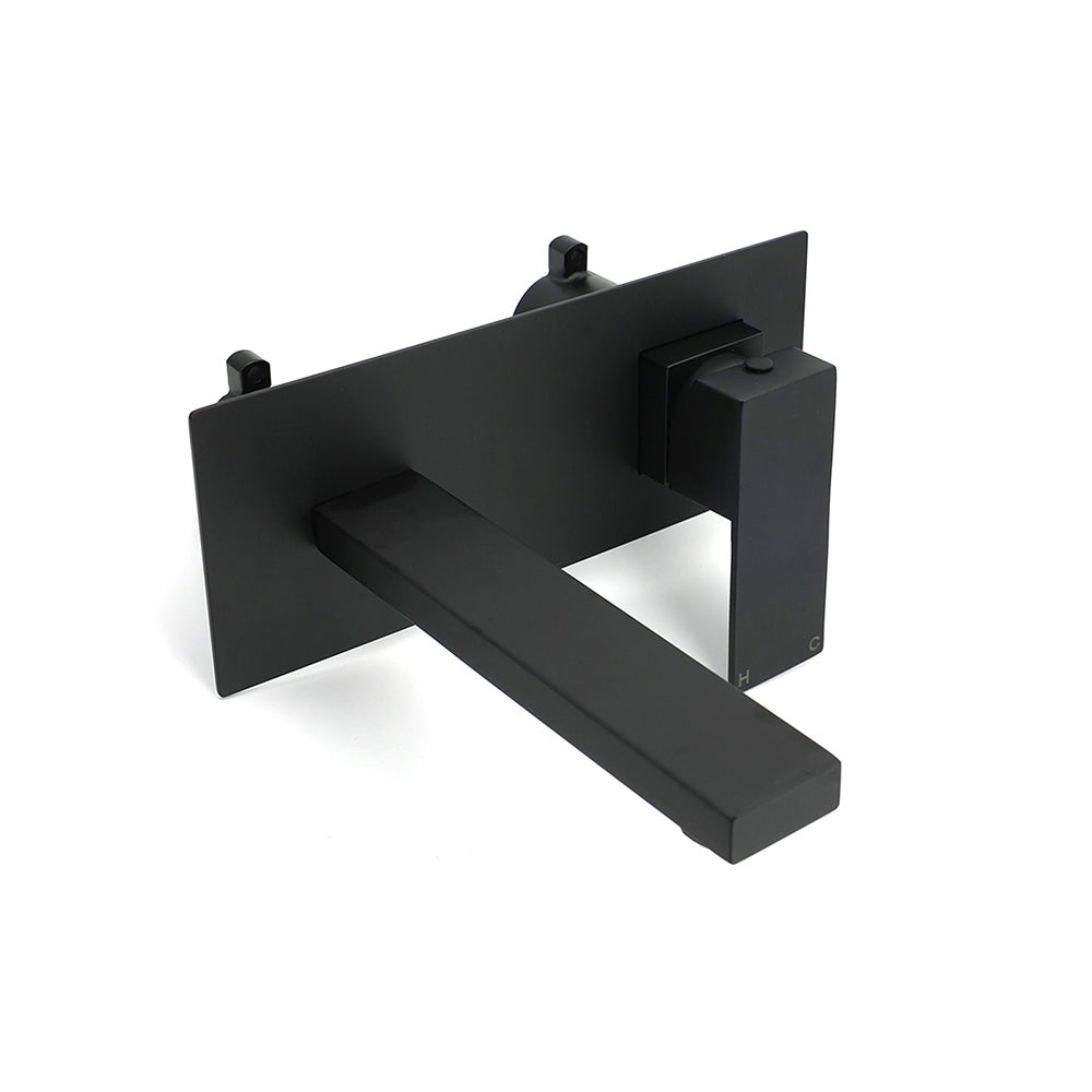 Matt Black Basin Mixer Bathroom Tub Faucet Wall Mount Tap Hot Cold Water Spout V1233-KSQ301B