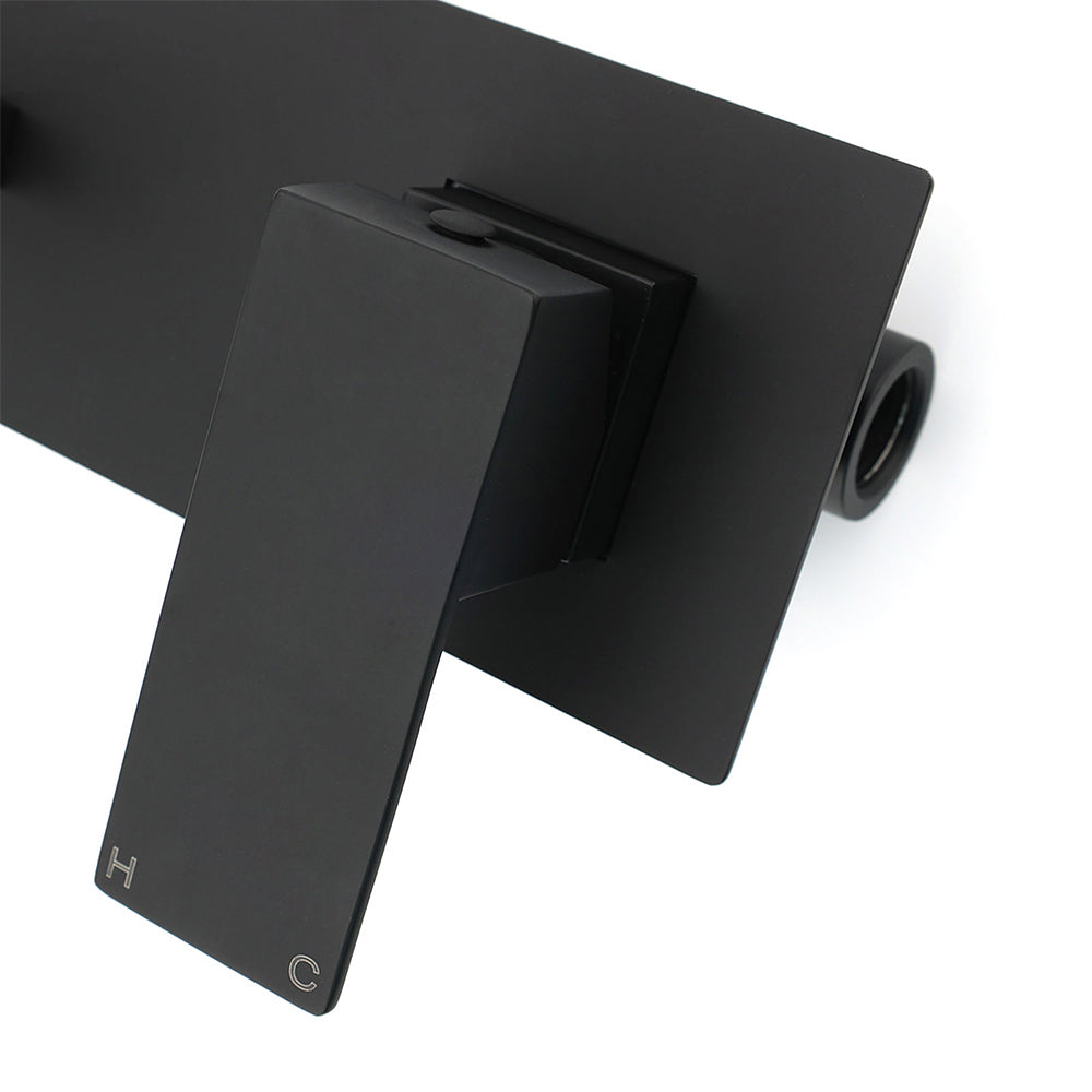 Matt Black Basin Mixer Bathroom Tub Faucet Wall Mount Tap Hot Cold Water Spout V1233-KSQ301B