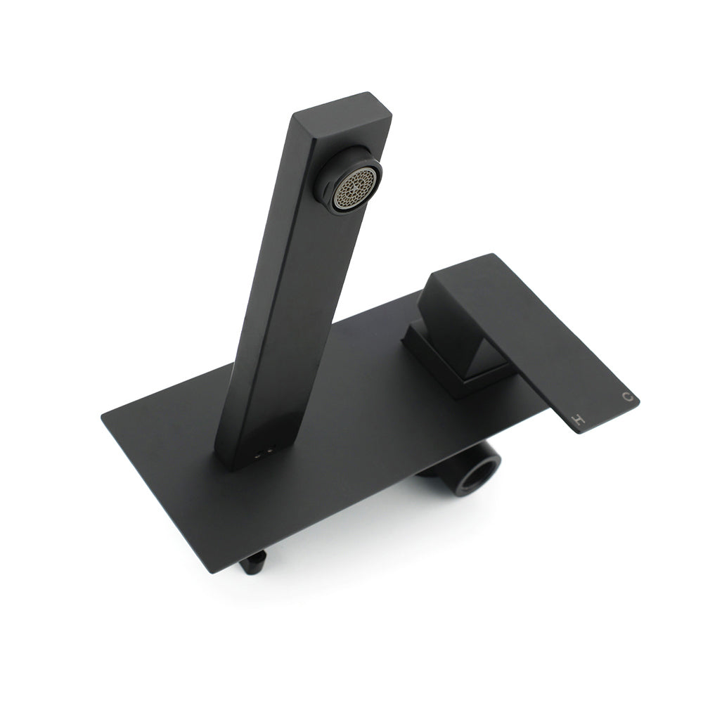 Matt Black Basin Mixer Bathroom Tub Faucet Wall Mount Tap Hot Cold Water Spout V1233-KSQ301B