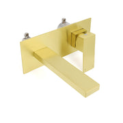 Brushed Gold Square Wall Mount Basin Mixer Laundry Vanity Tap Spout Faucet Set V1233-KSQ301G
