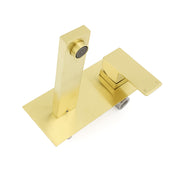 Brushed Gold Square Wall Mount Basin Mixer Laundry Vanity Tap Spout Faucet Set V1233-KSQ301G