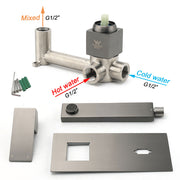 WELS Gun Metal Square Wall Mount Basin Mixer Laundry Vanity Tap Spout Faucet Set V1233-KSQ301GM