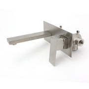 Brushed Nickel Square Wall Mount Basin Mixer Laundry Vanity Tap Spout Faucet Set V1233-KSQ301N