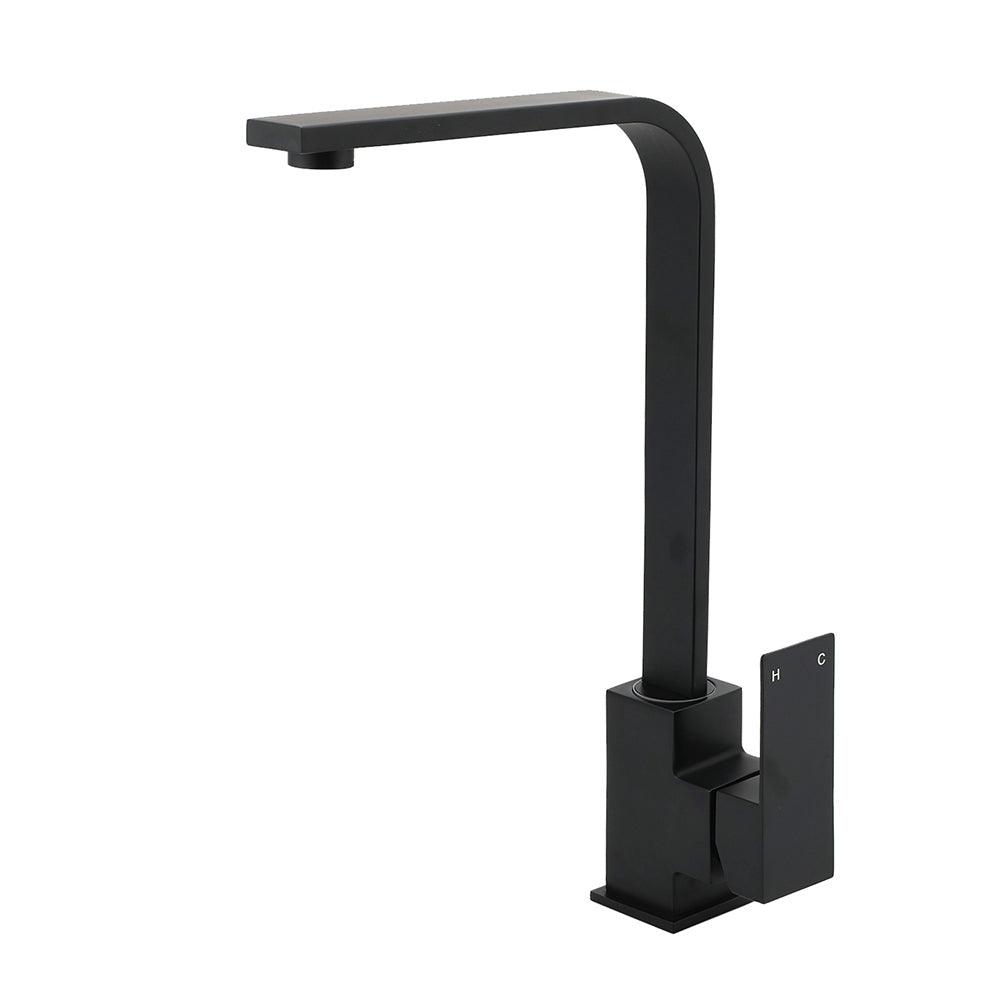 Matt Black Square Gooseneck 360 Swivel Laundry Sink Kitchen Mixer Faucet Tapware V1233-KSQ501B