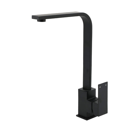 Matt Black Square Gooseneck 360 Swivel Laundry Sink Kitchen Mixer Faucet Tapware V1233-KSQ501B