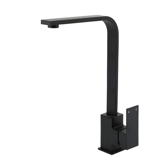 Matt Black Square Gooseneck 360 Swivel Laundry Sink Kitchen Mixer Faucet Tapware V1233-KSQ501B