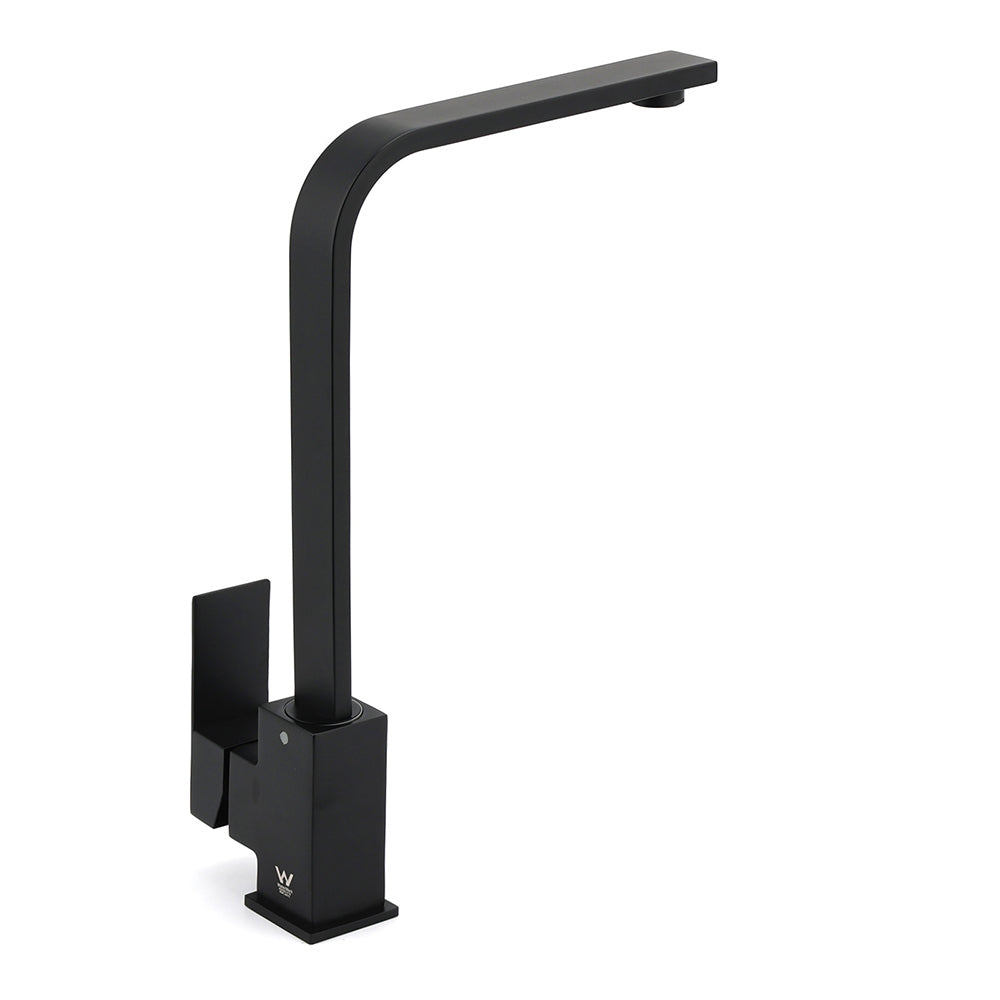 Matt Black Square Gooseneck 360 Swivel Laundry Sink Kitchen Mixer Faucet Tapware V1233-KSQ501B