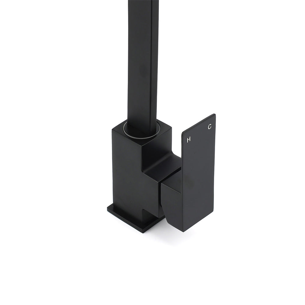 Matt Black Square Gooseneck 360 Swivel Laundry Sink Kitchen Mixer Faucet Tapware V1233-KSQ501B