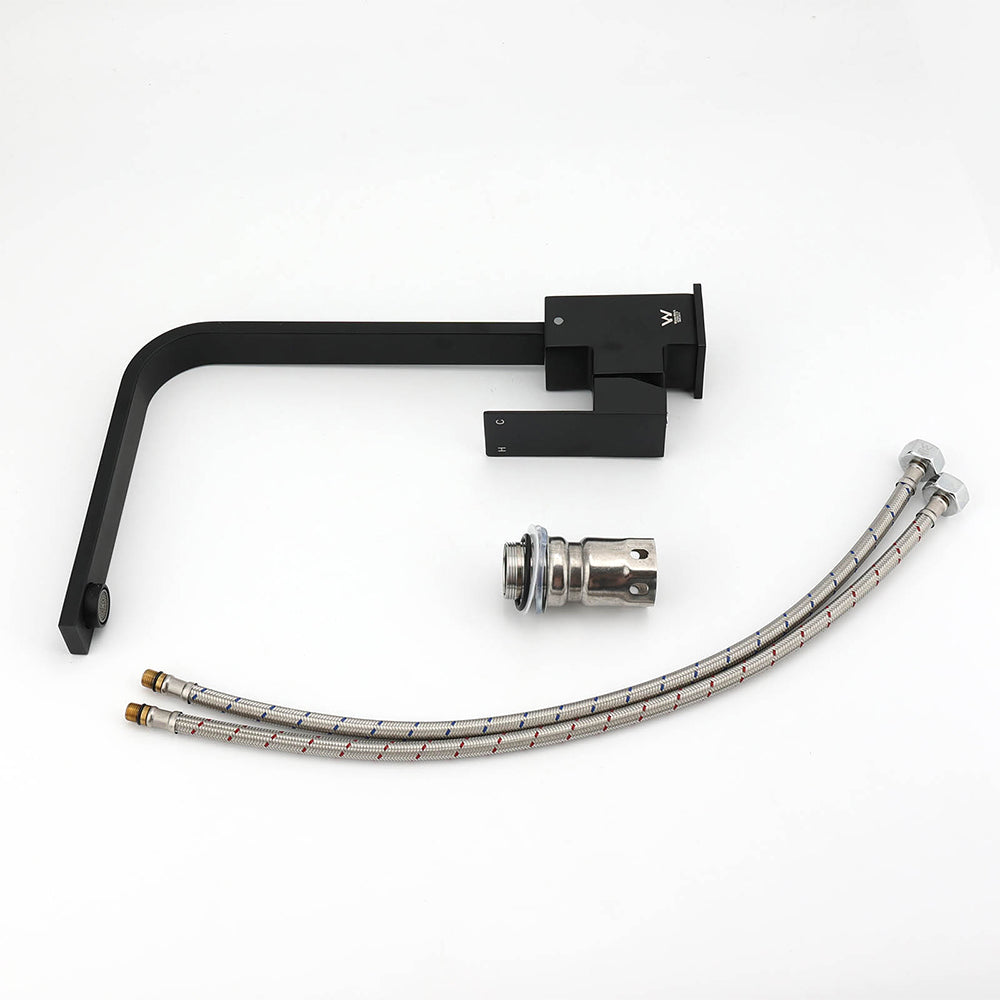 Matt Black Square Gooseneck 360 Swivel Laundry Sink Kitchen Mixer Faucet Tapware V1233-KSQ501B