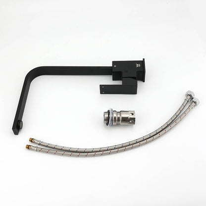 Matt Black Square Gooseneck 360 Swivel Laundry Sink Kitchen Mixer Faucet Tapware V1233-KSQ501B