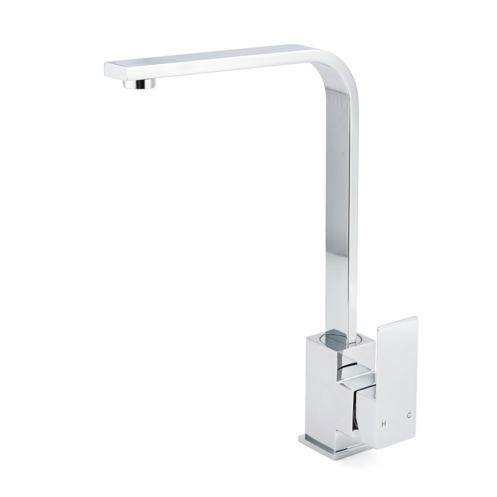 WELS Chrome Square Gooseneck Spout Swivel Laundry Sink Kitchen Mixer Faucet Tap V1233-KSQ501CR