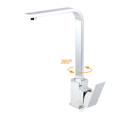 WELS Chrome Square Gooseneck Spout Swivel Laundry Sink Kitchen Mixer Faucet Tap V1233-KSQ501CR