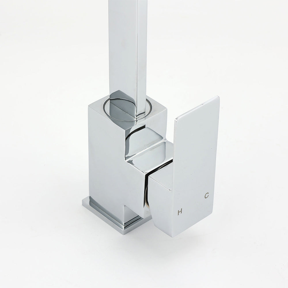 WELS Chrome Square Gooseneck Spout Swivel Laundry Sink Kitchen Mixer Faucet Tap V1233-KSQ501CR