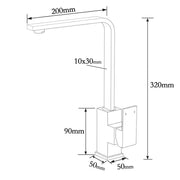 WELS Chrome Square Gooseneck Spout Swivel Laundry Sink Kitchen Mixer Faucet Tap V1233-KSQ501CR