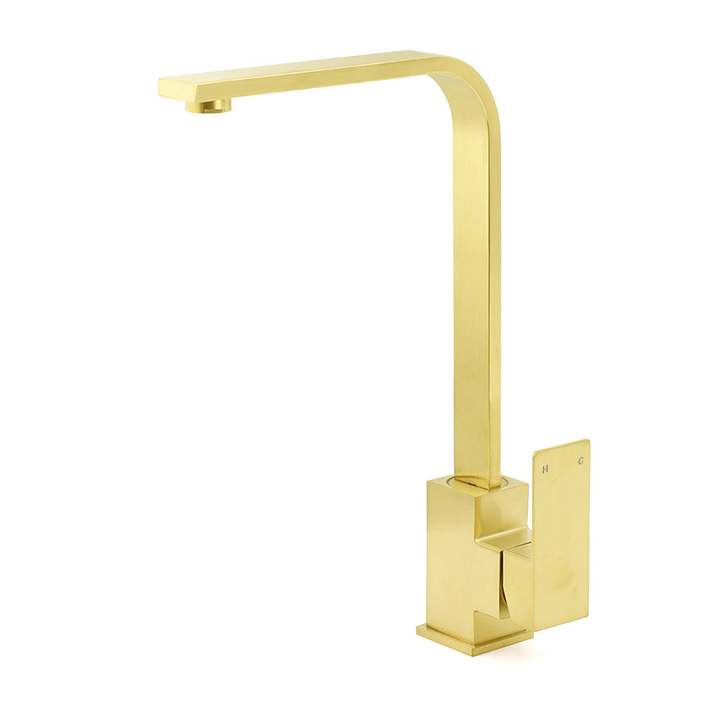 WELS Brushed Gold Gooseneck 360o Swivel Laundry Sink Kitchen Mixer Faucet Tap V1233-KSQ501G