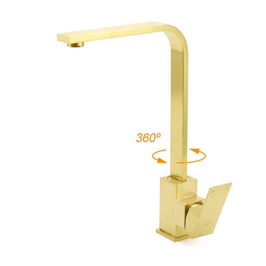 WELS Brushed Gold Gooseneck 360o Swivel Laundry Sink Kitchen Mixer Faucet Tap V1233-KSQ501G