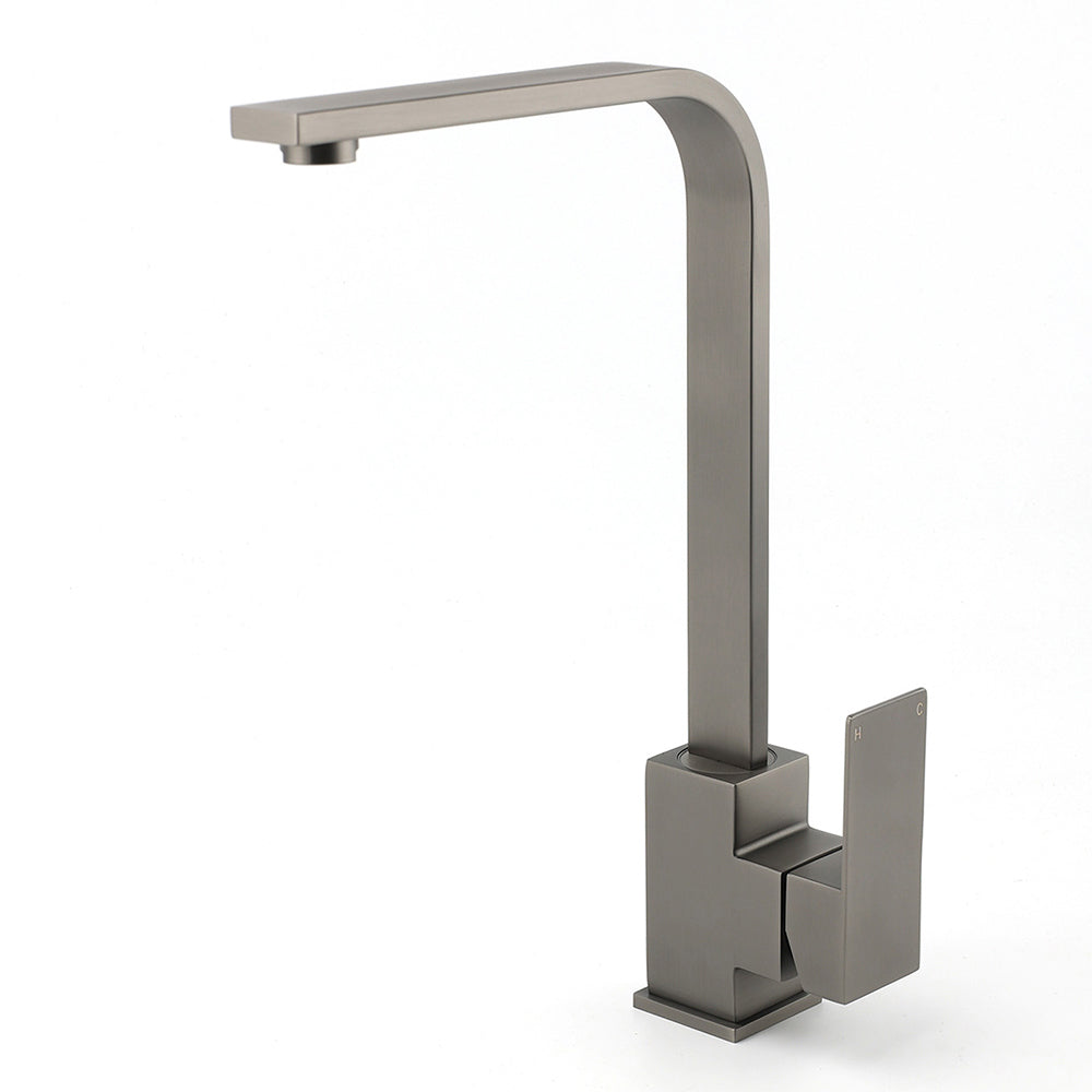 WELS Gun Metal Square Gooseneck Swivel Laundry Kitchen Mixer Faucet Sink Tap Set V1233-KSQ501GM