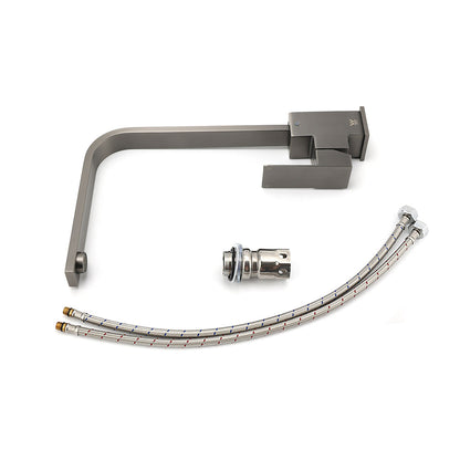 WELS Gun Metal Square Gooseneck Swivel Laundry Kitchen Mixer Faucet Sink Tap Set V1233-KSQ501GM