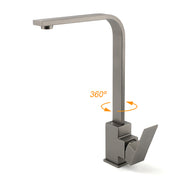 WELS Gun Metal Square Gooseneck Swivel Laundry Kitchen Mixer Faucet Sink Tap Set V1233-KSQ501GM