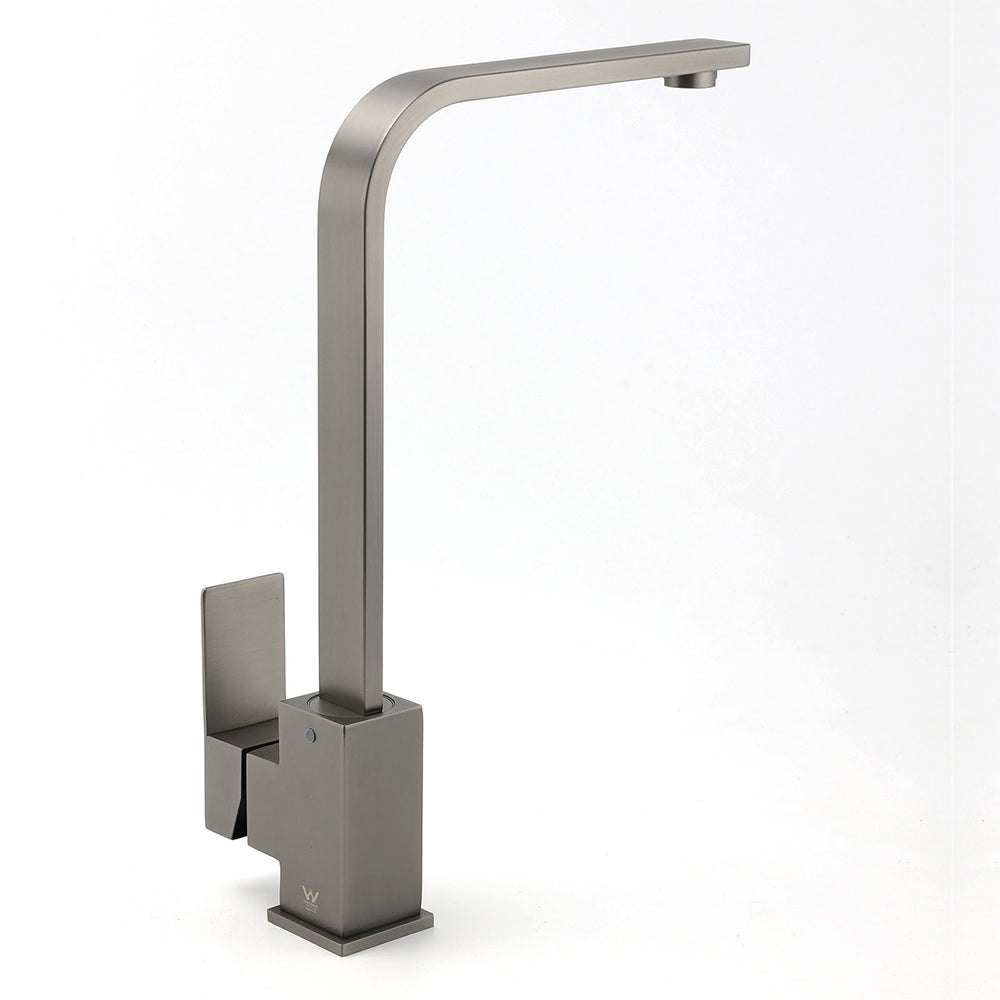 WELS Gun Metal Square Gooseneck Swivel Laundry Kitchen Mixer Faucet Sink Tap Set V1233-KSQ501GM