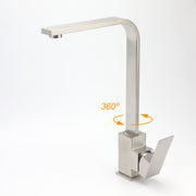 WELS Square Kitchen Sink Laundry Mixer 360o Swivel Faucet Tap Set Brushed Nickel V1233-KSQ501N