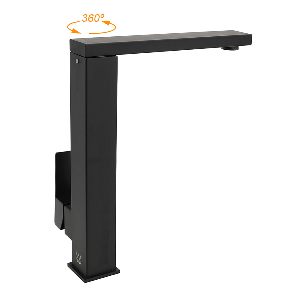 WELS Black 7.5L/m Kitchen Mixer 360o Swivel Laundry Sink Tap Faucet Square Set V1233-KSQ502B