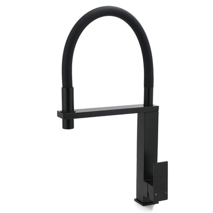 Matt Black Swivel Kitchen Sink Basin Mixer Swivel Faucet Tapware Pull Out Spout V1233-KSQ509B