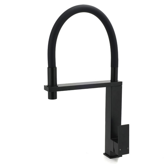 Matt Black Swivel Kitchen Sink Basin Mixer Swivel Faucet Tapware Pull Out Spout V1233-KSQ509B