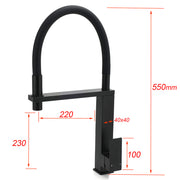 Matt Black Swivel Kitchen Sink Basin Mixer Swivel Faucet Tapware Pull Out Spout V1233-KSQ509B