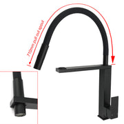Matt Black Swivel Kitchen Sink Basin Mixer Swivel Faucet Tapware Pull Out Spout V1233-KSQ509B