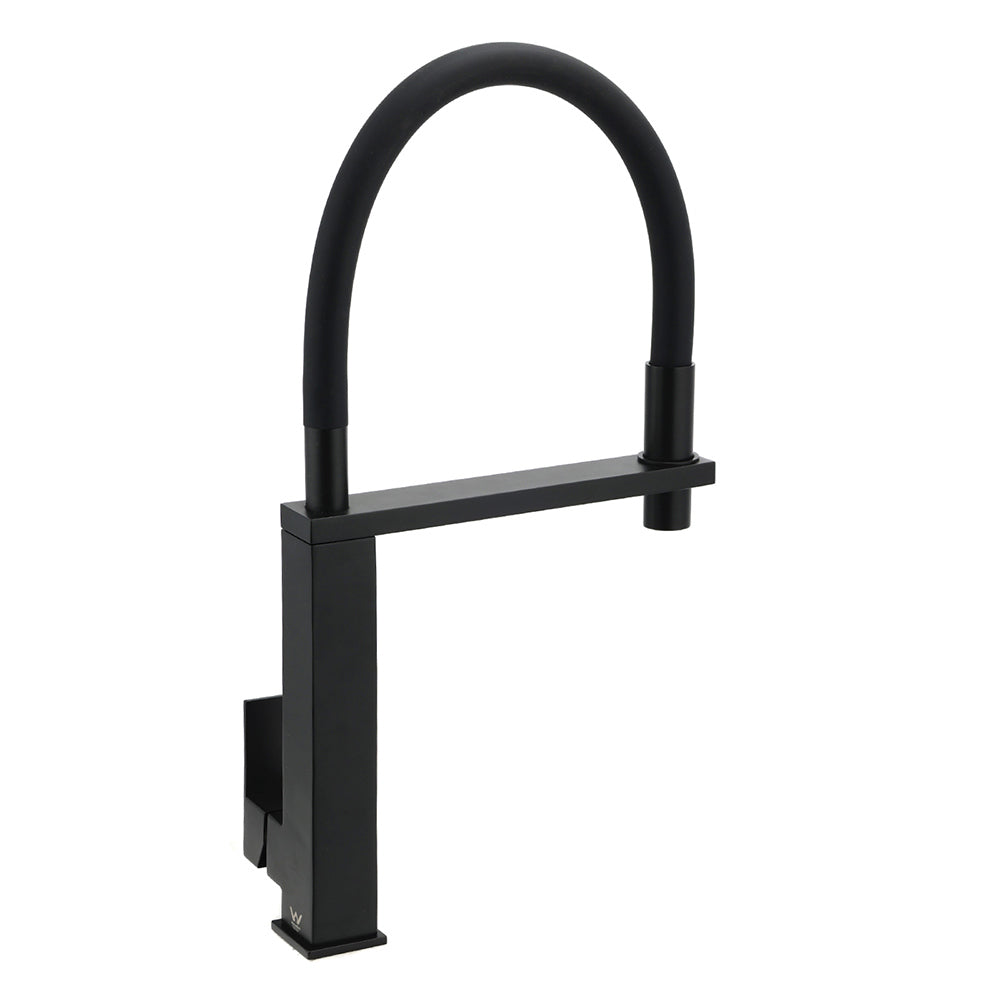Matt Black Swivel Kitchen Sink Basin Mixer Swivel Faucet Tapware Pull Out Spout V1233-KSQ509B