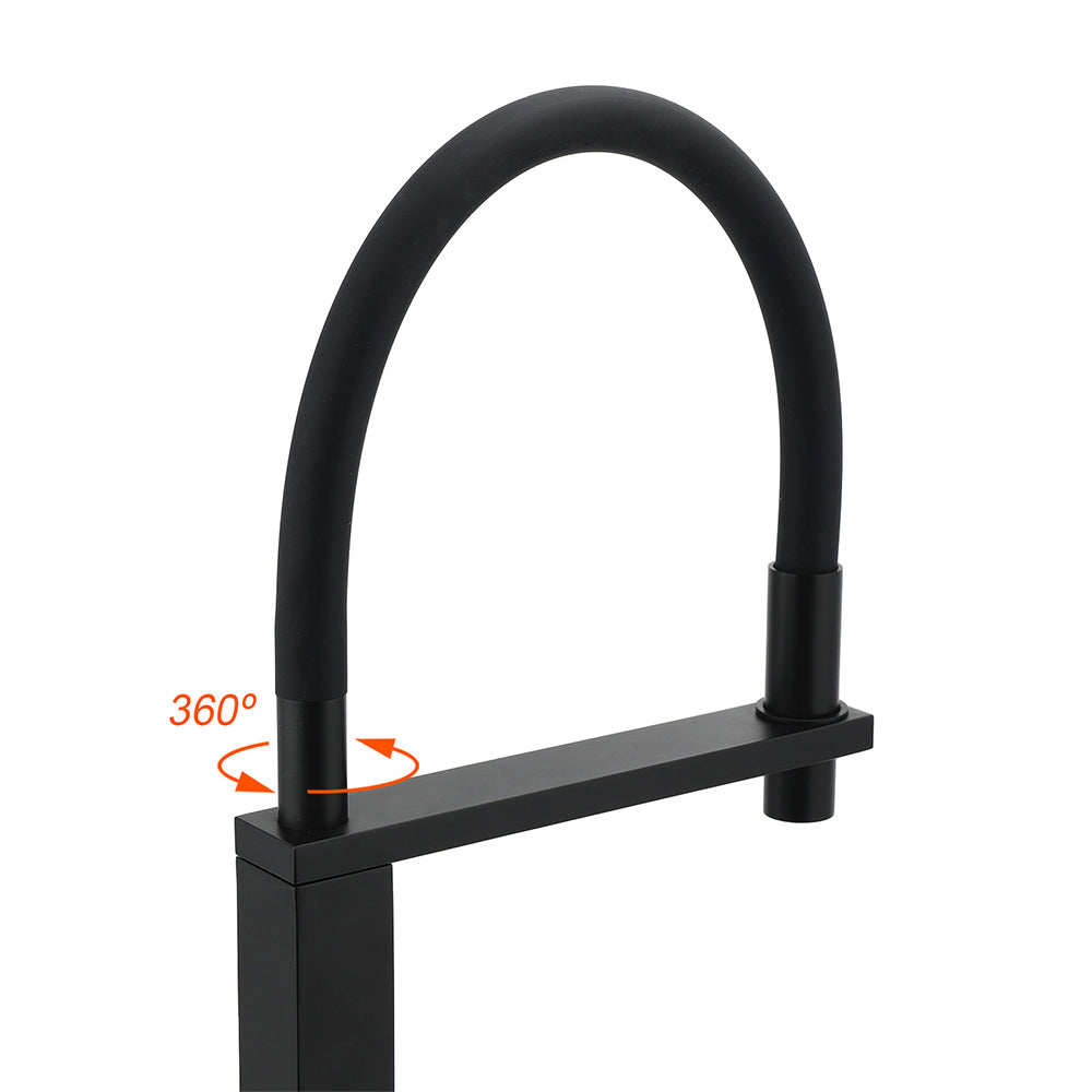 Matt Black Swivel Kitchen Sink Basin Mixer Swivel Faucet Tapware Pull Out Spout V1233-KSQ509B