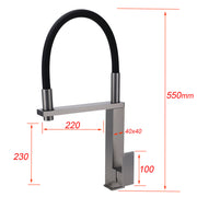 Gun Metal Tall Kitchen Sink Basin Mixer Swivel Faucet Tap Pull Out Spout Head V1233-KSQ509GM