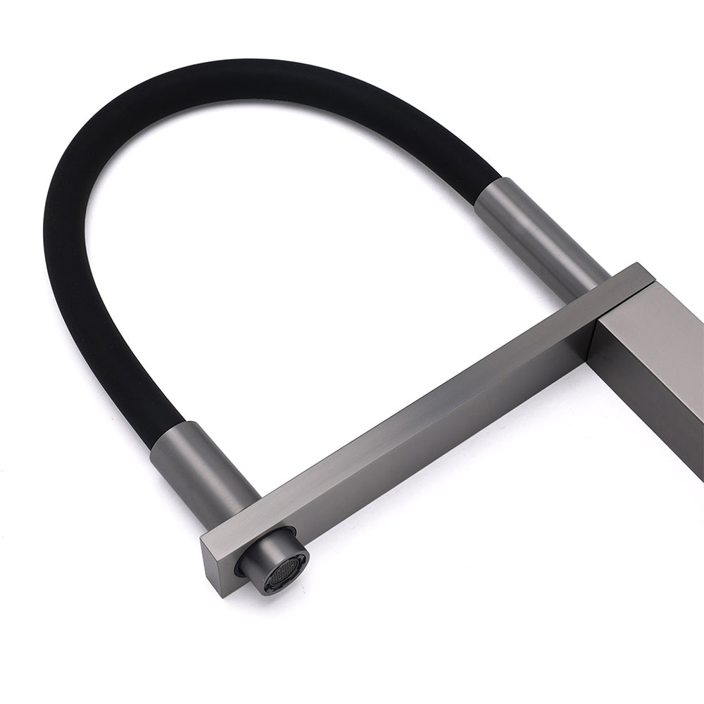 Gun Metal Tall Kitchen Sink Basin Mixer Swivel Faucet Tap Pull Out Spout Head V1233-KSQ509GM
