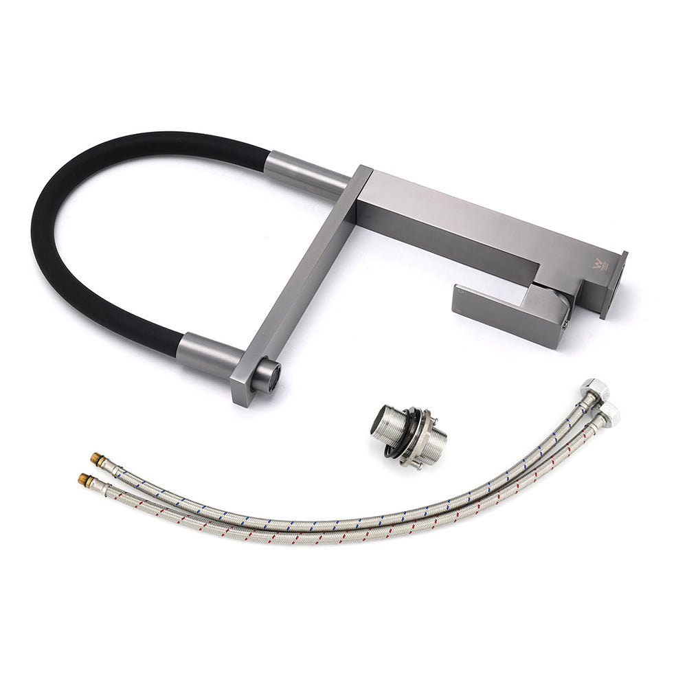 Gun Metal Tall Kitchen Sink Basin Mixer Swivel Faucet Tap Pull Out Spout Head V1233-KSQ509GM