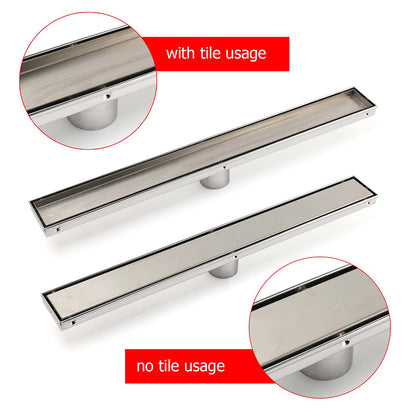 304 Stainless Steel 600mm Tile Insert Linear Shower Grate Floor Drain 50mm Waste V1233-LGTI01600D68