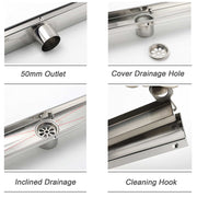 304 Stainless Steel 600mm Tile Insert Linear Shower Grate Floor Drain 50mm Waste V1233-LGTI01600D68