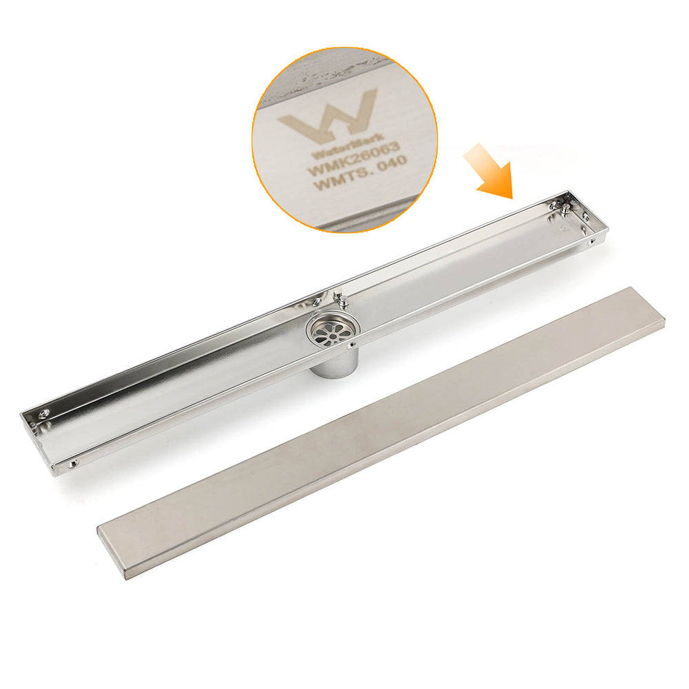 304 Stainless Steel 600mm Tile Insert Linear Shower Grate Floor Drain 50mm Waste V1233-LGTI01600D68