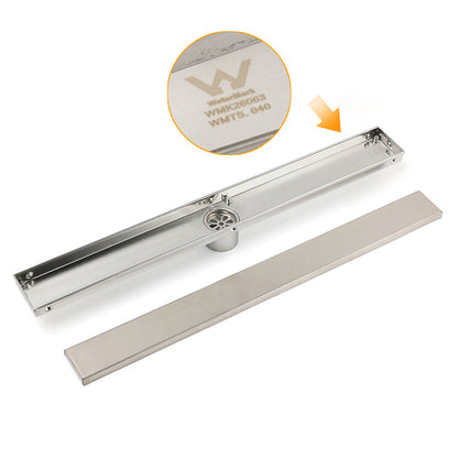 304 Stainless Steel 600mm Tile Insert Linear Shower Grate Floor Drain 50mm Waste V1233-LGTI01600D68