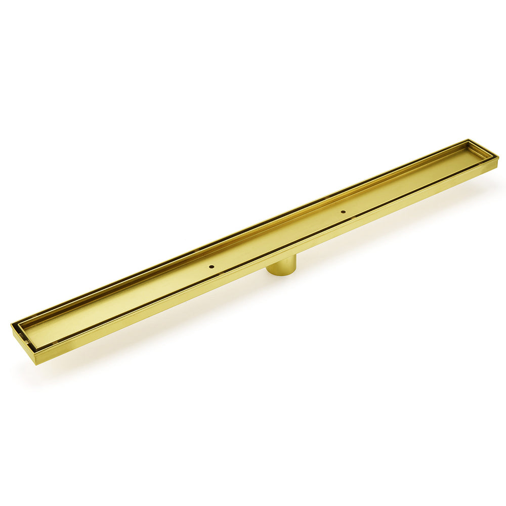 Brushed Gold 304SUS 800mm Tile Insert Shower Grate Floor Drain 50mm Waste Outlet V1233-LGTI01800DG