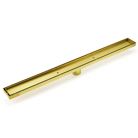 Brushed Gold 304SUS 800mm Tile Insert Shower Grate Floor Drain 50mm Waste Outlet V1233-LGTI01800DG