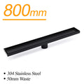 Matt Black 800mm Tile Insert Bathroom Floor Drain Shower Grate 50mm Outlet Waste V1233-LGTI01800DP