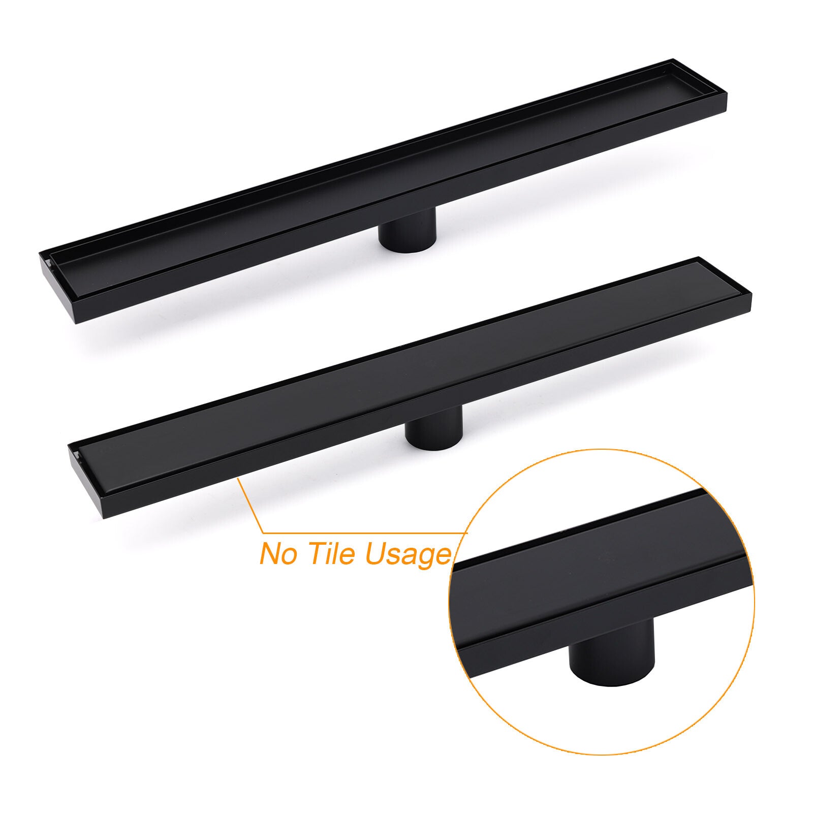 Matt Black 800mm Tile Insert Bathroom Floor Drain Shower Grate 50mm Outlet Waste V1233-LGTI01800DP