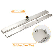 WaterMark Brushed Steel 900mm Tile Insert Shower Grate Floor Drain 50mm Outlet V1233-LGTI01900C
