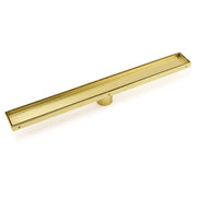 Brushed Gold 600mm Tile Insert Linear Shower Grate Floor Drain 50mm Outlet Waste V1233-LGTI02A600BG
